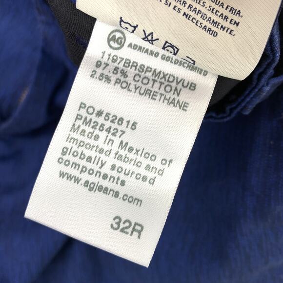 AG Adriano Goldschmeid Wanderer Slim Trouser Short Mens Size 32 Blue Print - Picture 9 of 9